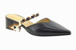 EPICA Dámské černé kožené pantofle