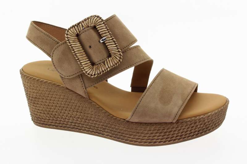 GABOR Dámské hnědé kožené sandály na klínu