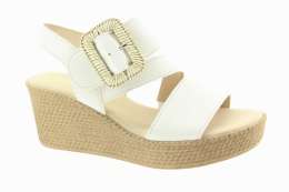 GABOR Dámské krémové kožené sandály na klínu