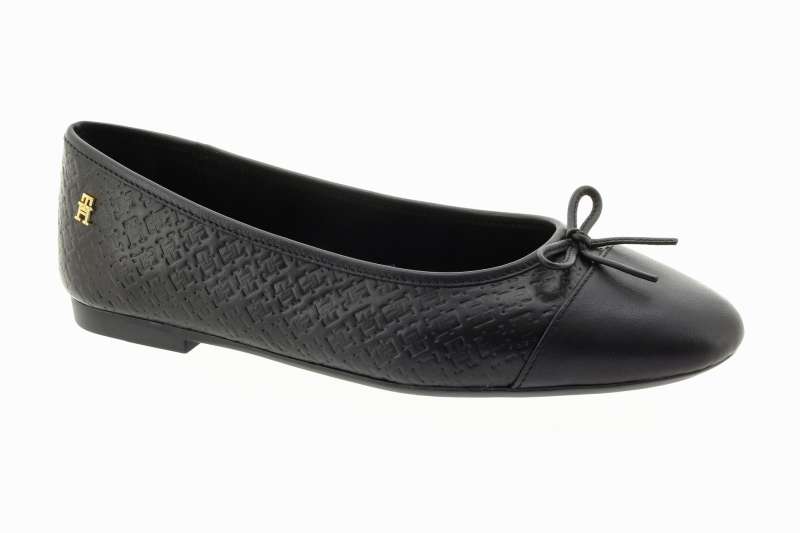 TOMMY HILFIGER Dámské černé kožené balerínky