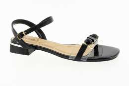 PASS COLLECTION Dámské černé kožené sandálky