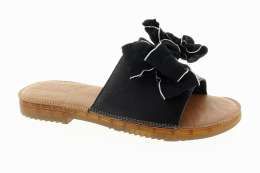 PASS COLLECTION Dámské černé kožené pantofle