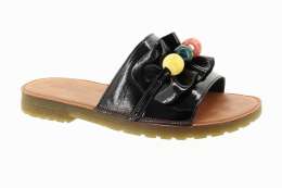 PASS COLLECTION Dámské černé kožené pantofle