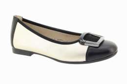 REMONTE Dámské kožené bílo-černé baleríny