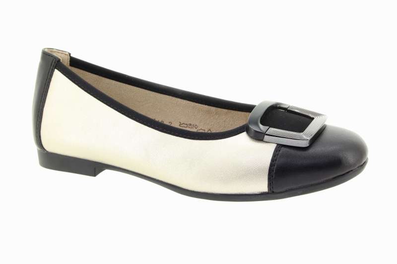 REMONTE Dámské kožené bílo-černé baleríny