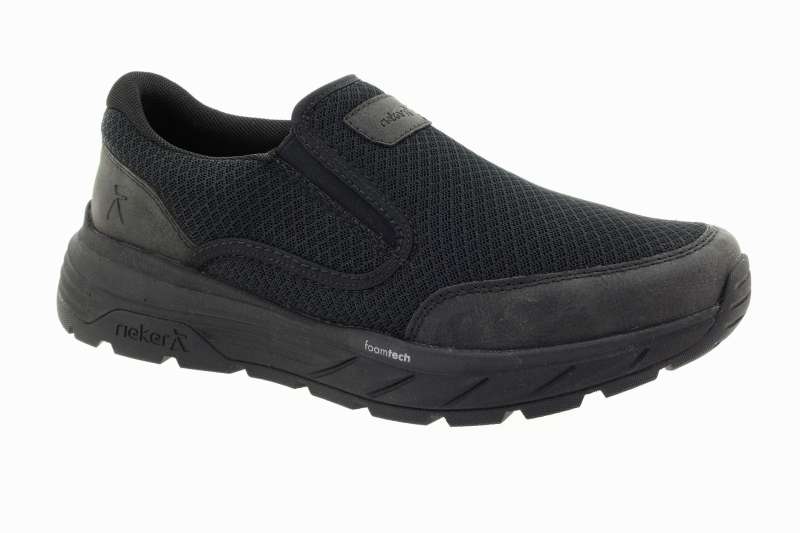 RIEKER Pánské černé textilní slip on