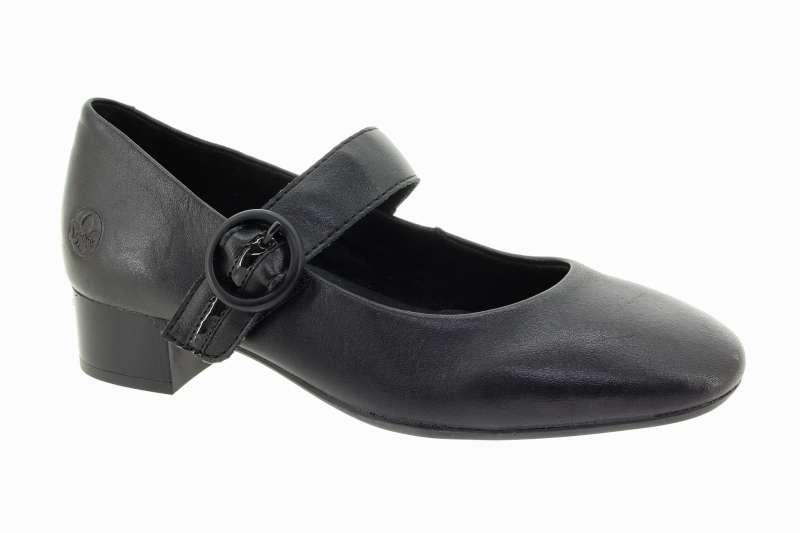 RIEKER Dámské černé kožené baleríny