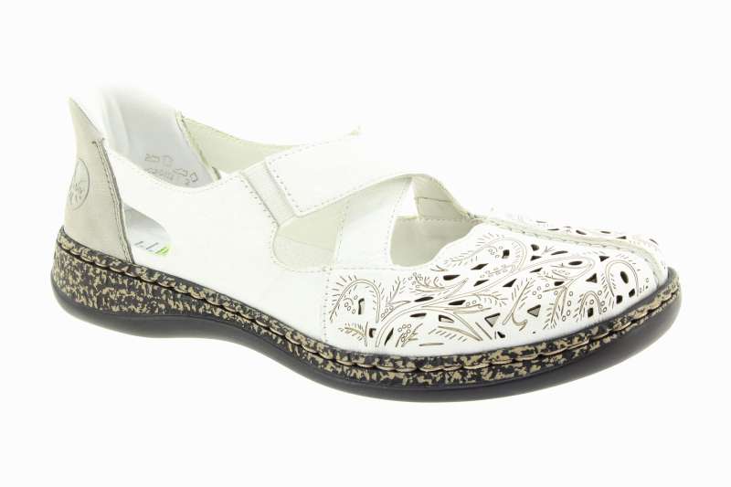 RIEKER Dámské bílé kožené baleríny