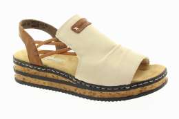 RIEKER Dámské béžové sandály na klínu