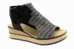 RIEKER Dámské černé sandály na klínku