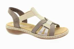 RIEKER Dámské šedo-bežové sandály