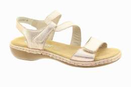 RIEKER Dámské zlaté kožené sandály