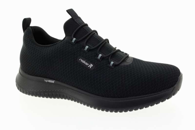 RIEKER Pánské černé textilní slip on