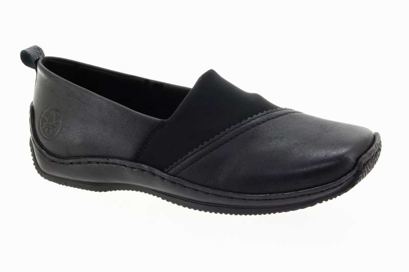 RIEKER Dámské černé kožené polobotky