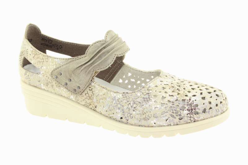 RIEKER Dámské béžové kožené baleríny