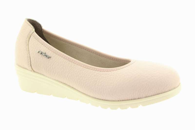 RIEKER Dámské růžové kožené baleríny