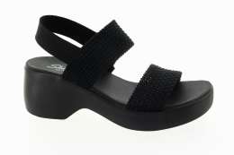 SKECHERS Dámské černé textilní sandály na platformě