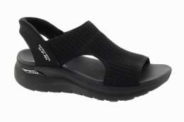 SKECHERS Dámské černé textilní sandály na klínu