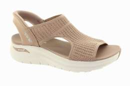 SKECHERS Dámské hnědé textilní sandály