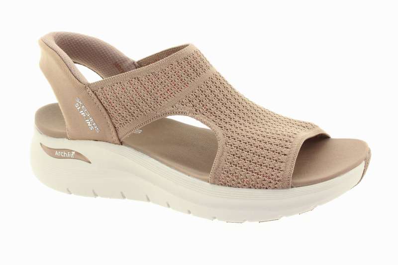 SKECHERS Dámské hnědé textilní sandály