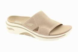 SKECHERS Dámské hnědé textilní pantofle