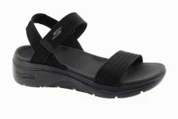SKECHERS Dámské černé textilní sandály na klínu