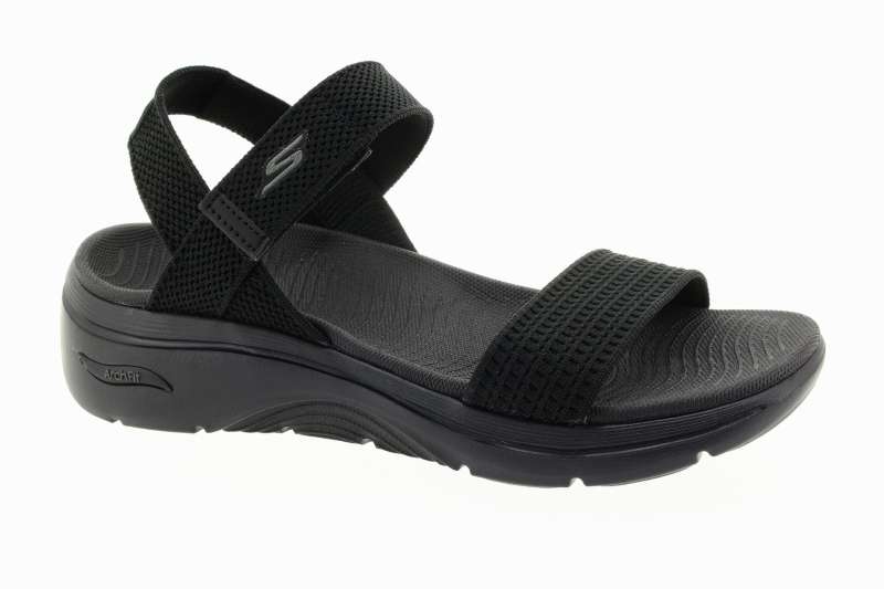 SKECHERS Dámské černé textilní sandály na klínu