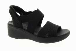 SKECHERS Dámské černé textilní sandálky na klínku