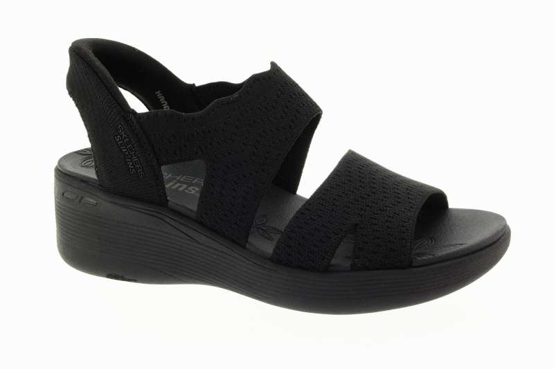 SKECHERS Dámské černé textilní sandálky na klínku