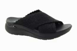 SKECHERS Dámské černé textilní pantofle