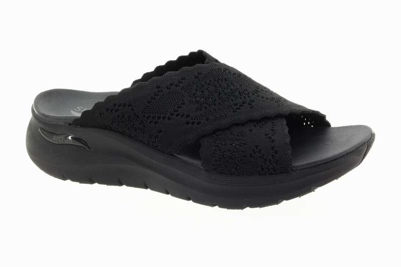 SKECHERS Dámské černé textilní pantofle