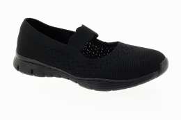 SKECHERS Dámské černé textilní baleríny