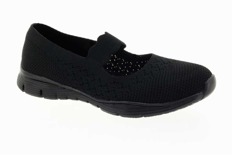 SKECHERS Dámské černé textilní baleríny