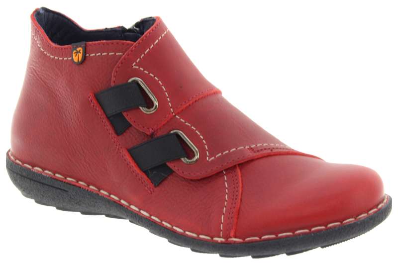 JUNGLA Kožená dámská červená kotníková obuv