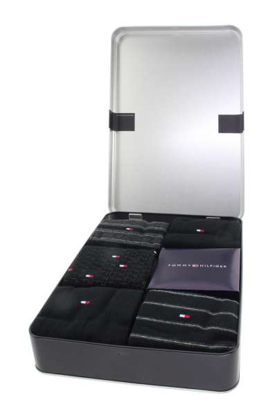 TOMMY HILFIGER Pánský gift box black 5 párů