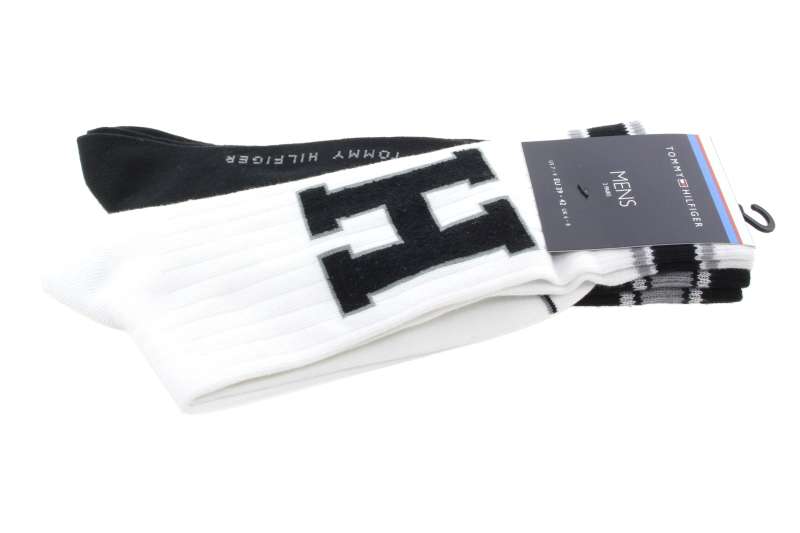 TOMMY HILFIGER Pánské ponožky black-white 2 páry