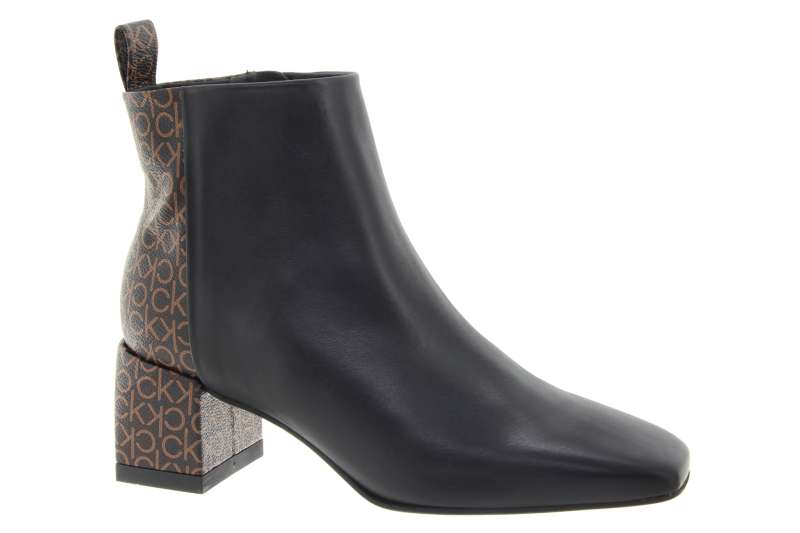 CALVIN KLEIN Dámský černý kotník s hnědými monogramy