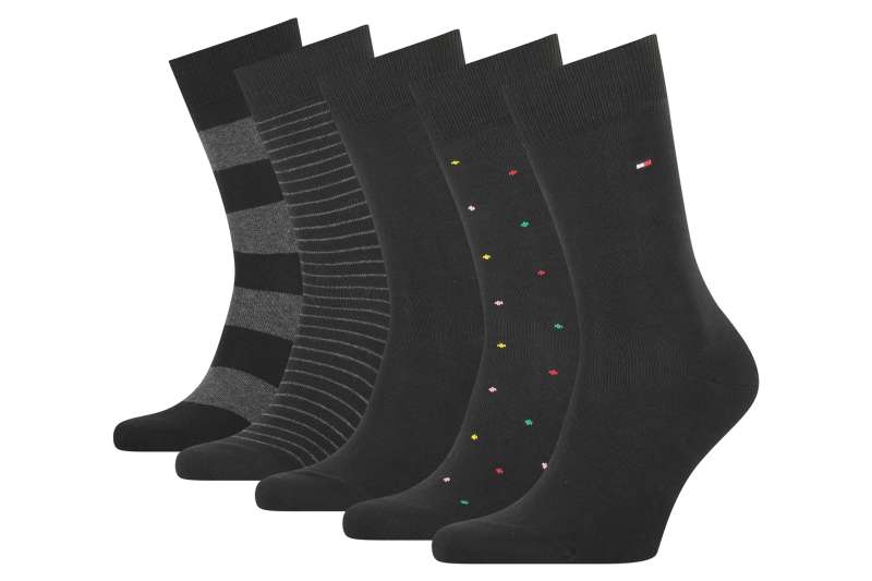 TOMMY HILFIGER Pánský dárkový box 5 párů černých ponožek