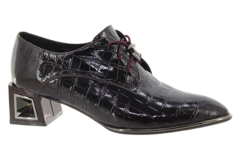 EPICA Dámské kožené croco bordové polobotky