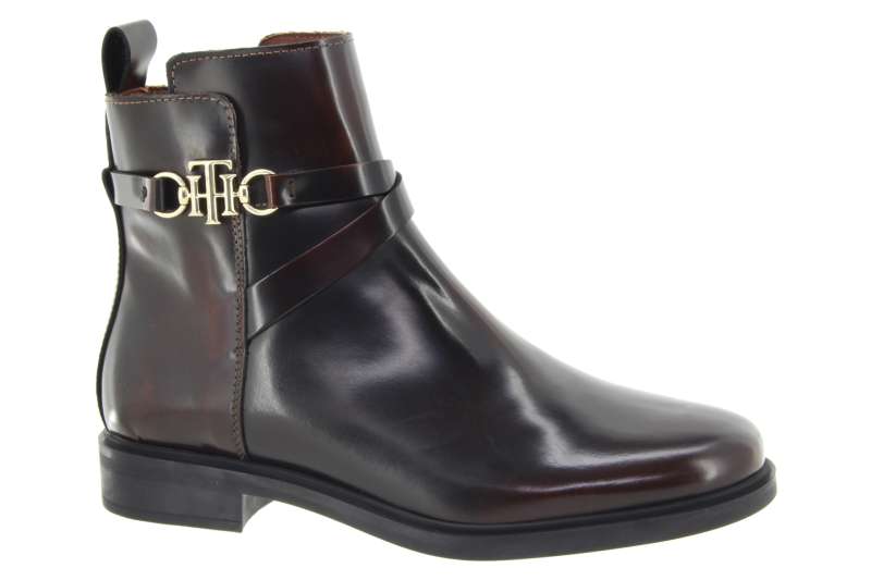 TOMMY HILFIGER Dámský kožený kotník v hnědém odstínu