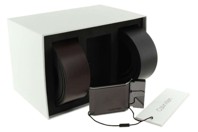 CALVIN KLEIN Pánský hnědý a černý kožený pásek