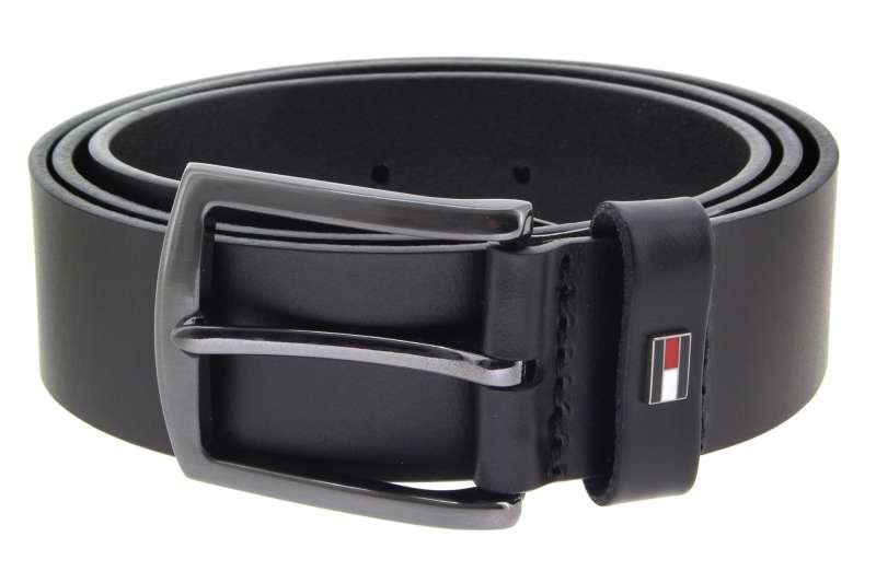 TOMMY HILFIGER Pánský kožený černý pásek