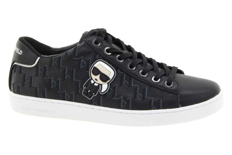 KARL LAGERFELD Dámské kožené černé vyšívané tenisky