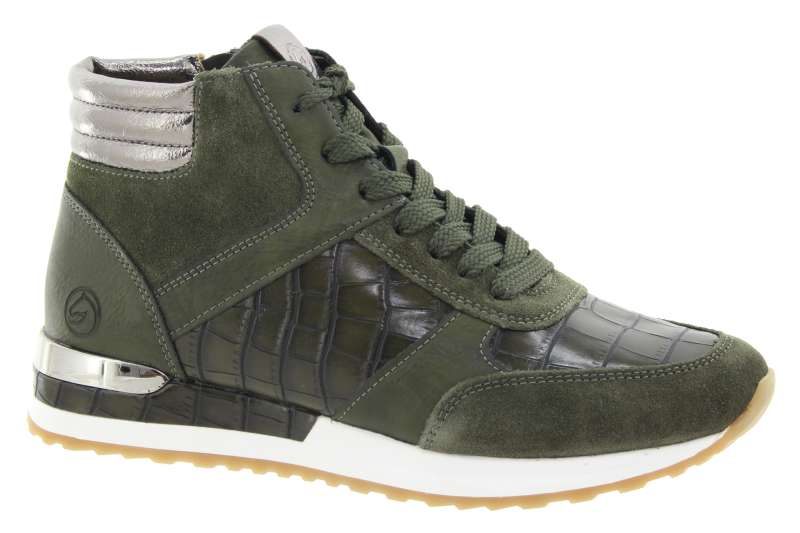 REMONTE Dámské kožené zelené kotníkové tenisky