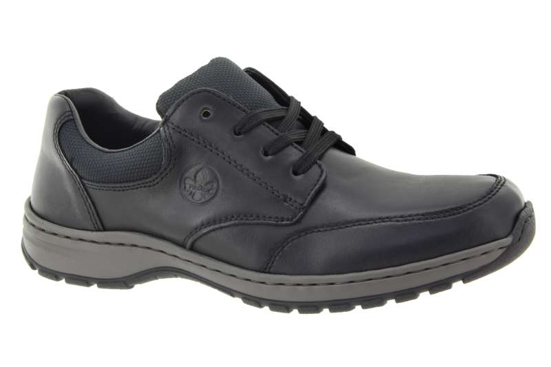 RIEKER Pánské celoroční kožené polobotky černé