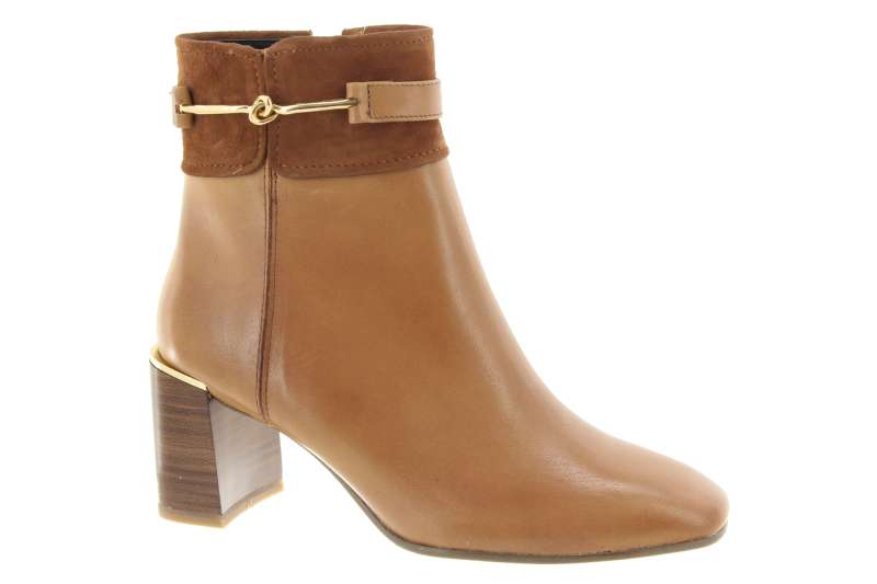 TAMARIS Dámský koňakový kožený kotník na podpatku