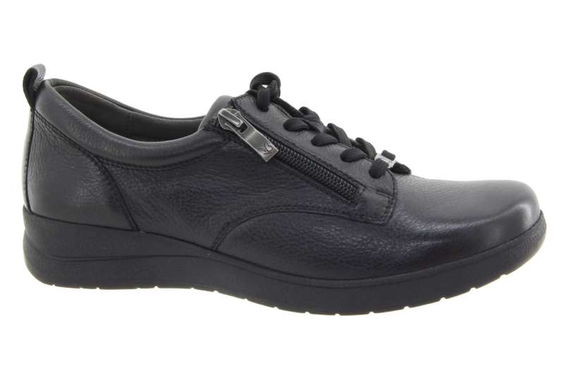 CAPRICE Dámské kožené černé polobotky