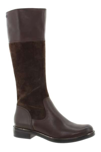 CAPRICE Dámské kožené tmavě hnědé kozačky