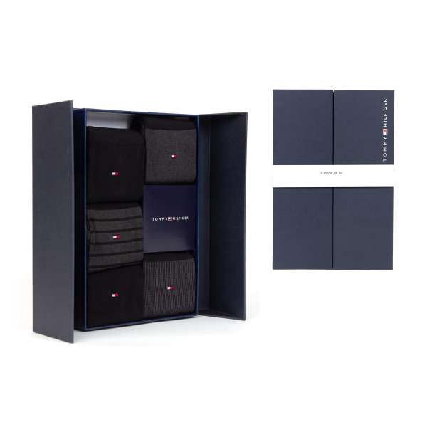 TOMMY HILFIGER Pánské černé ponožky 5 párů v darkovém balení