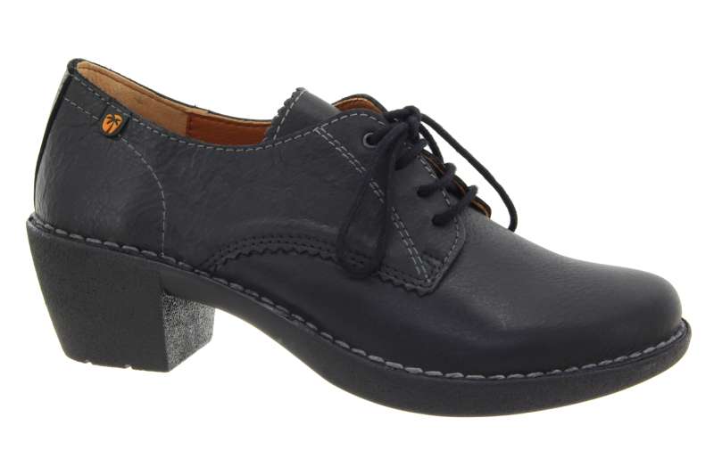 JUNGLA Dámské kožené černé polobotky na podpatku